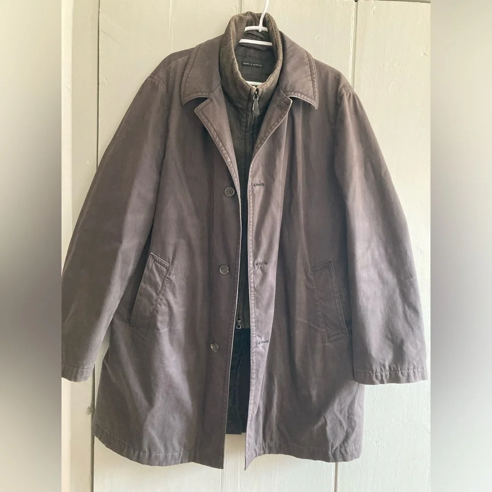 Schneiders Salzburg Brown Coat Mens Size 44 Jacket Button Wool Herringbone